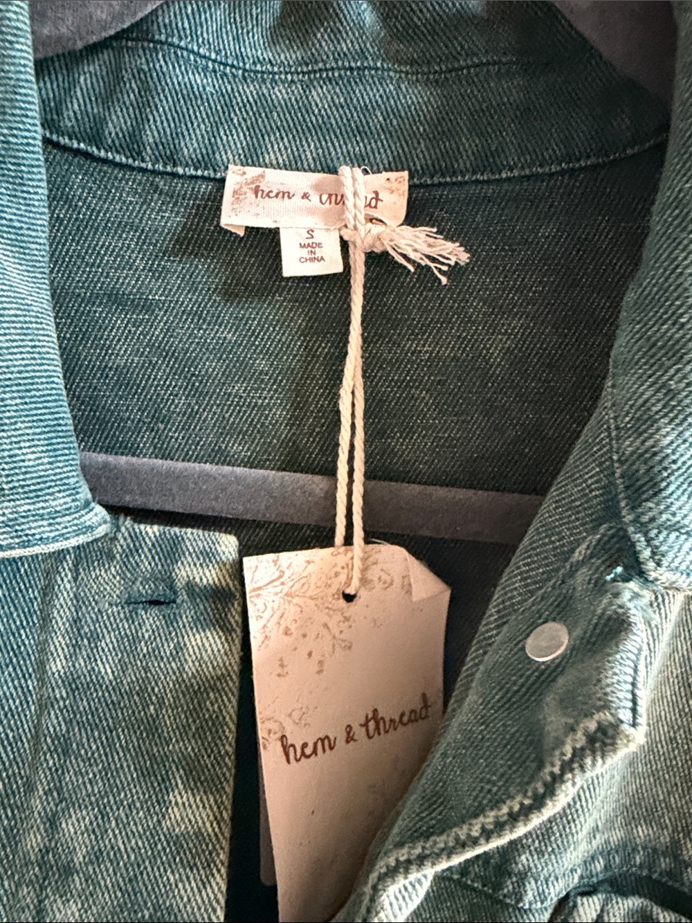 Hem & Thread Green Washed Denim Jacket - Picture 2 of 6